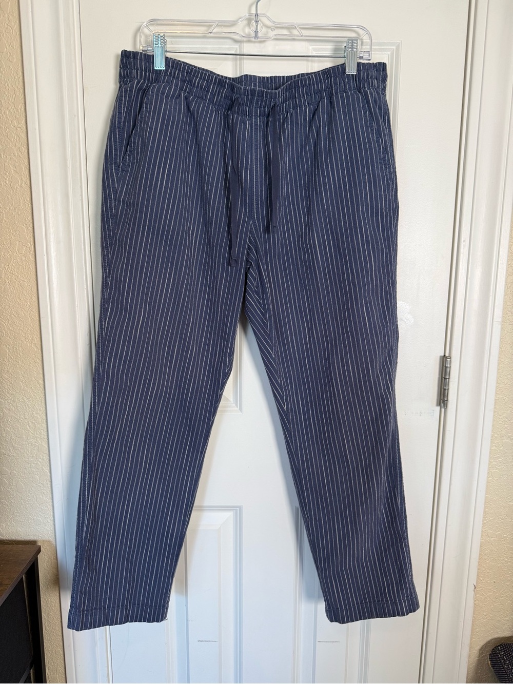 L.L. Bean Navy Pinstripe Drawstring Joggers